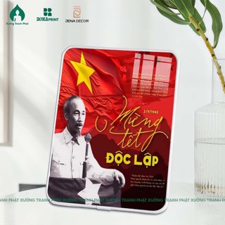 Ảnh để bàn Bác Hồ  quà tặng mùng 2-9 mẫu mới nhất 2025 tráng gương treo tường để bàn siêu nét