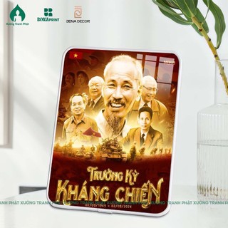 Ảnh để bàn Bác Hồ  quà tặng mùng 2-9 mẫu mới nhất 2025 tráng gương treo tường để bàn siêu nét