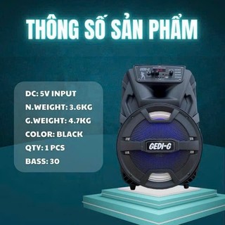 Loa Bluetooth, loa Kéo, loa Karaoke GEDI-G GD-1235 plus - Bass 30 - Hàng Chính Hãng