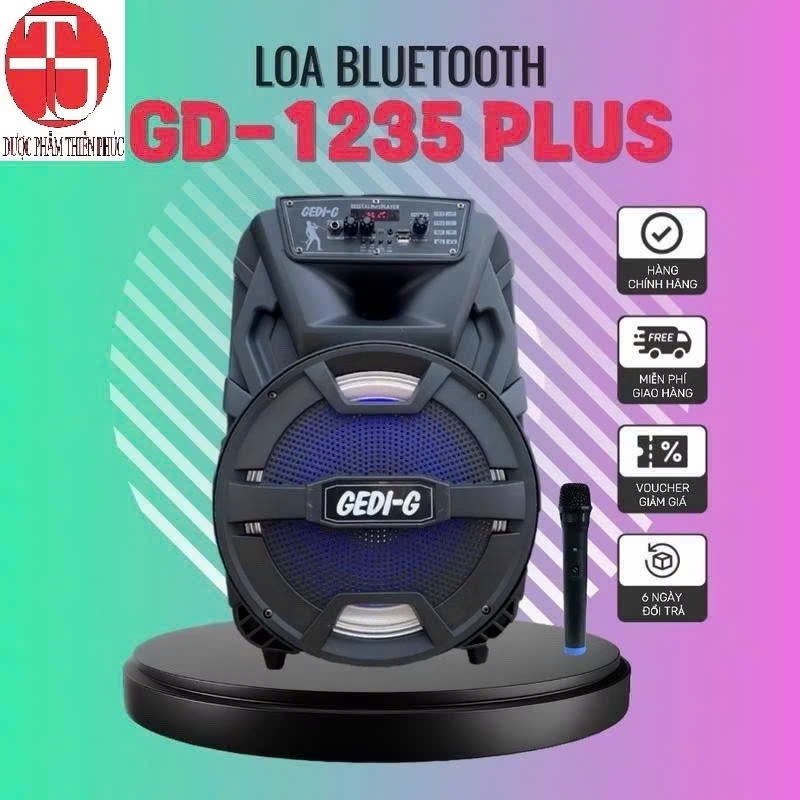 Loa Bluetooth, loa Kéo, loa Karaoke GEDI-G GD-1235 plus - Bass 30 - Hàng Chính Hãng