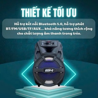Loa Bluetooth, loa Kéo, loa Karaoke GEDI-G GD-1235 plus - Bass 30 - Hàng Chính Hãng