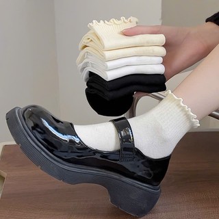 Set 10 đôi tất nữ cổ ngắn viền bèo dễ thương, vớ cotton co giãn thoáng khí, chống hôi chân tiện lợi