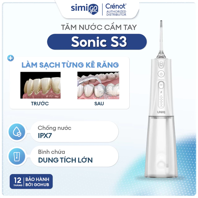 Tăm nước UNIQ Sonic S3 máy tăm nước mini vệ sinh răng miệng tam nuoc du lịch cầm tay nhỏ gọn chống thấm nước