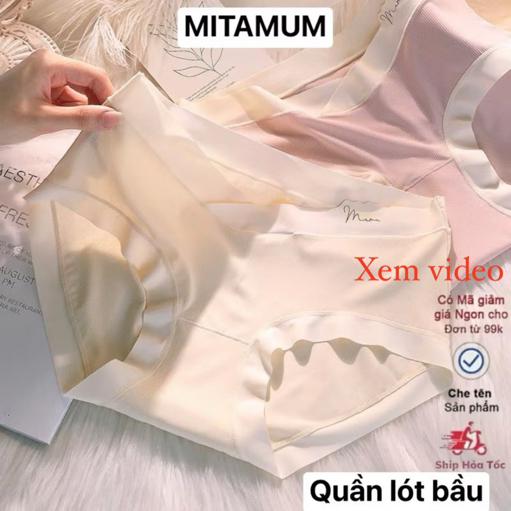 Quần lót bầu Thun Tăm Lạnh, Quần chip bầu Cạp Chéo tránh chạm vết mổ đáy kháng khuẩn Mitamum