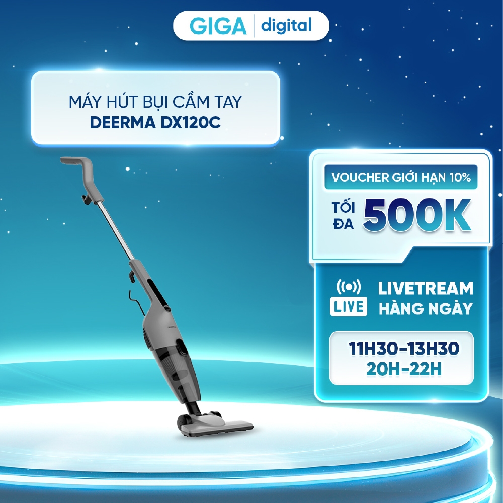 Máy hút bụi cầm tay Deerma DX120C - Màu Đen - Lực hút 16000pa - Phiên Bản 2025 - Bảo hành 12 tháng