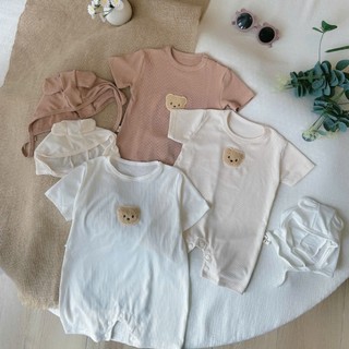 Set body gấu đùi kèm nón bé trai, bé gái 4-11kg. Bodysuit gấu cho bé mặc hàng ngày. Dino Kids