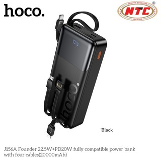 Pin Dự Phòng Hoco J156A 20000mAh TypeC PD 20W & USB-A QC 3.0 22.5W, Kèm 4 Cáp sạc in/out (Đen) - Phụ Kiện Nhất Tín