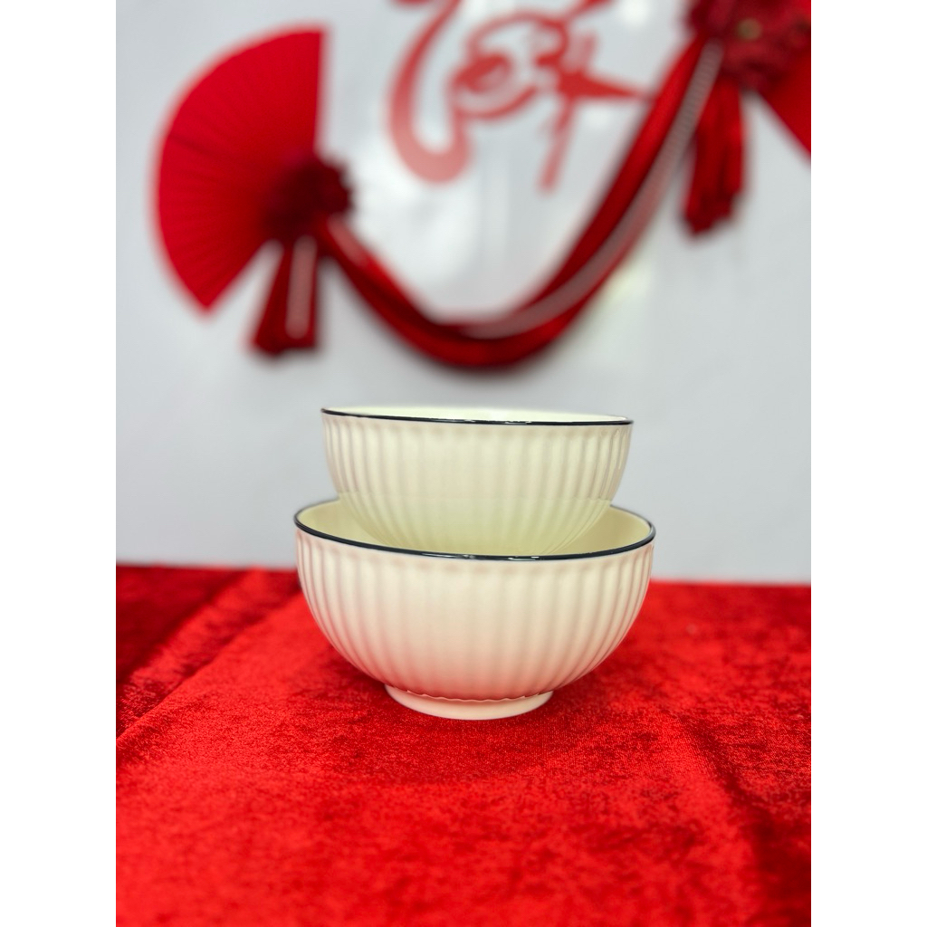 Bộ bát đĩa gốm sứ cao cấp trắng viền đen, bộ bát đĩa cao cấp, bộ chén đĩa gia đình