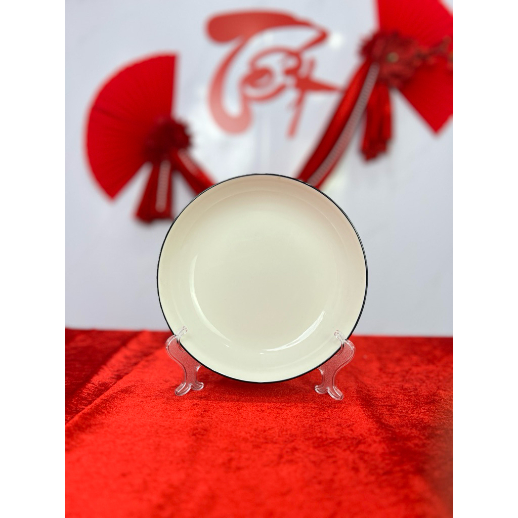 Bộ bát đĩa gốm sứ cao cấp trắng viền đen, bộ bát đĩa cao cấp, bộ chén đĩa gia đình
