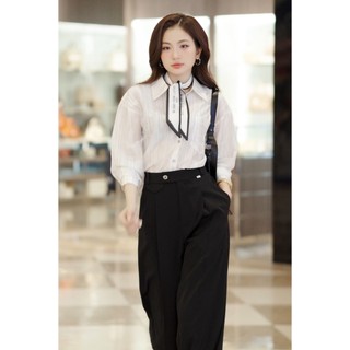 Áo sơ mi LA494 tay dài dáng rộng phối cúc