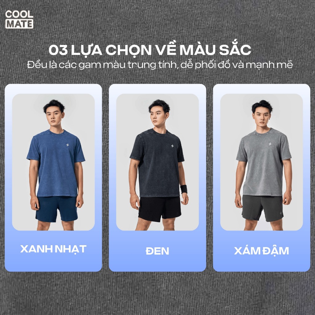 [MUA 4 GIẢM 20%]Áo thun thể thao nam tập Gym Cotton Oversize Comfort Washed thấm hút, thoáng mát, co giãn Coolmate