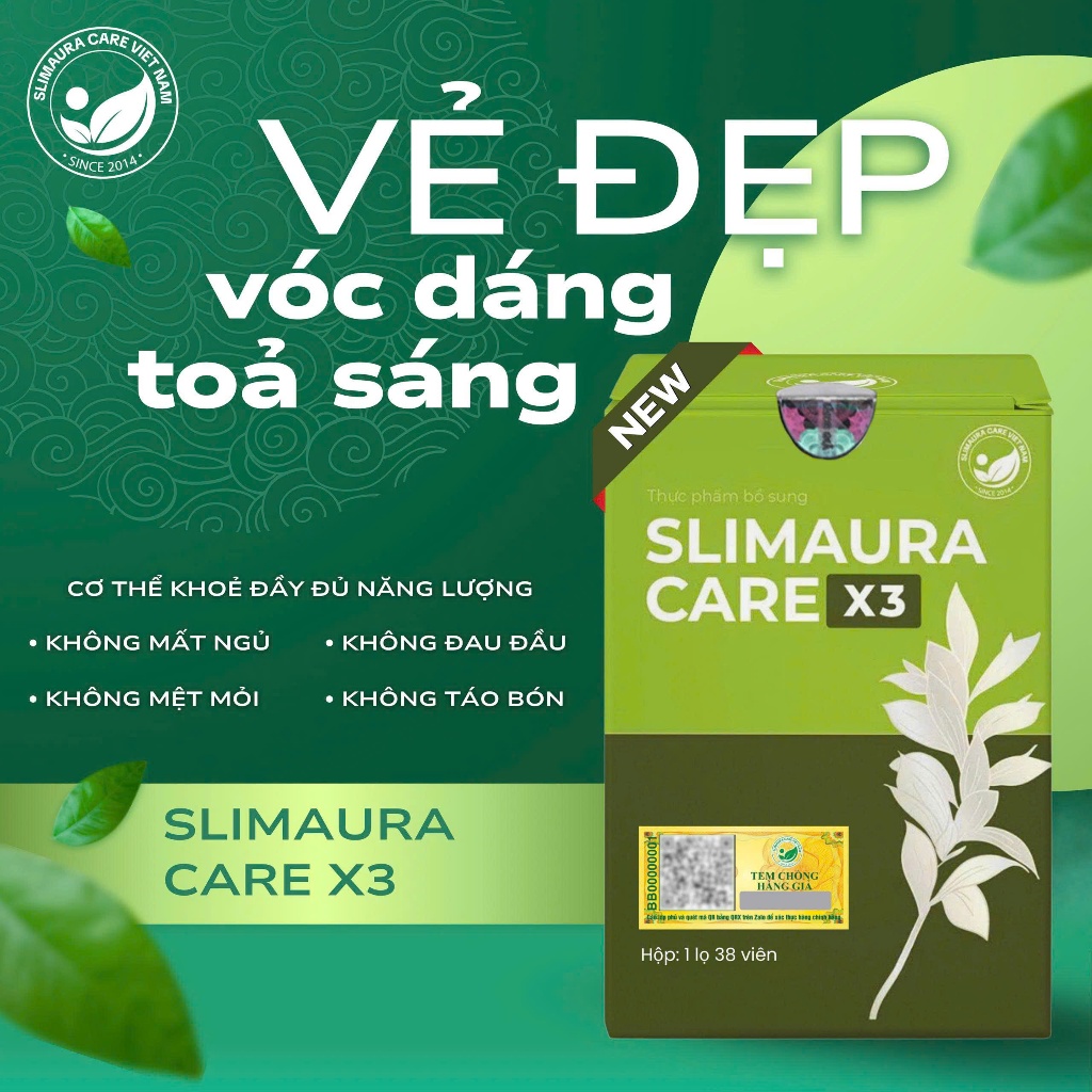 Giảm Cân Slimming Care X3 Viên Uống Thảo Mộc An Toàn Chính Hãng Hộp 38 Viên Mẫu Mới