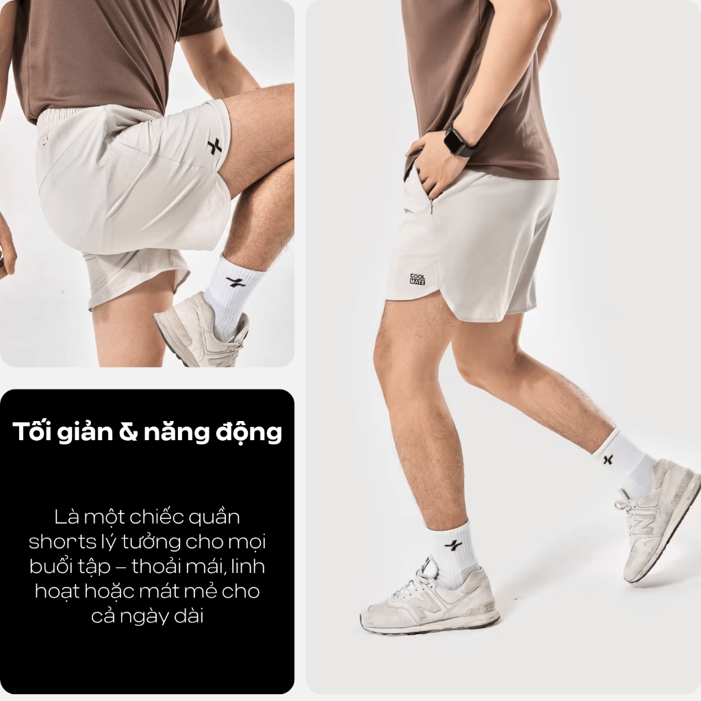 [MUA 4 GIẢM 20%]Quần short nam thể thao chạy bộ, tập Gym, Pickleball độ dài 6 inch zipped có túi kéo khoá Coolmate