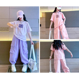 [B&G] Sét bộ dài thể thao quần túi hộp áo thun cotton mềm năng động cho bé gái từ 10-45kg(2-12 tuổi)