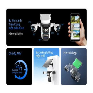 Camera Năng Lượng Mặt Trời Sim 4G VSTARCAM BG621TR, 4 Mắt 3 Khung Hình Độc Lập Zoom 10x 2k Siêu Nét