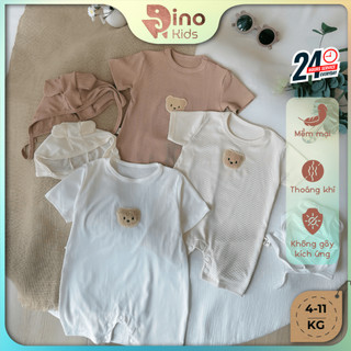 Set body gấu đùi kèm nón bé trai, bé gái 4-11kg. Bodysuit gấu cho bé mặc hàng ngày. Dino Kids