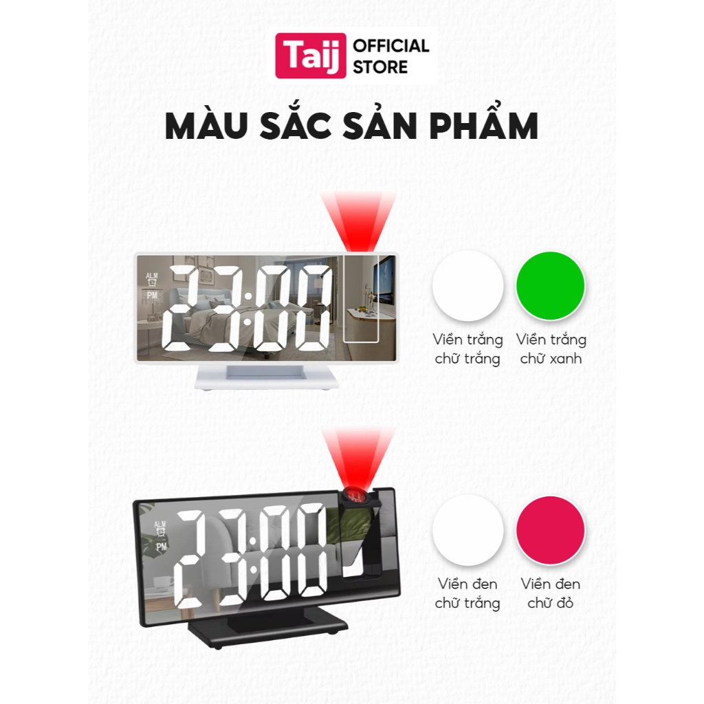 Đồng Hồ Báo Thức, Đồng Hồ Để Bàn Led Báo Thức Thông Minh, Có Máy Chiếu Giờ Tiện Lợi