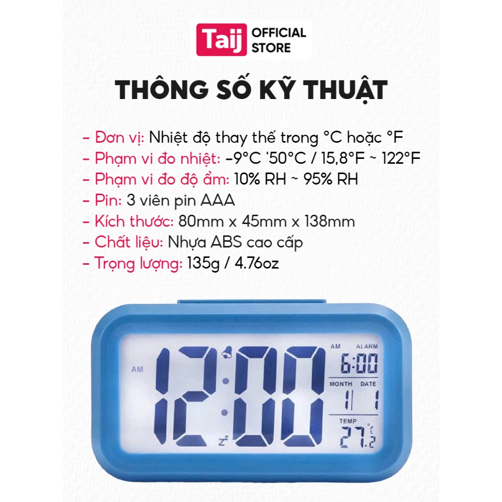 Đồng Hồ Led Để Bàn Báo Thức Đo Nhiệt Độ Và Độ Ẩm, Decor Phòng Ngủ, Nhỏ Gọn, Hiện Đại Và Tinh Tế