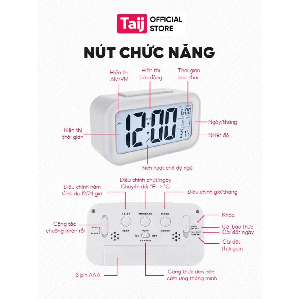 Đồng Hồ Led Để Bàn Báo Thức Đo Nhiệt Độ Và Độ Ẩm, Decor Phòng Ngủ, Nhỏ Gọn, Hiện Đại Và Tinh Tế