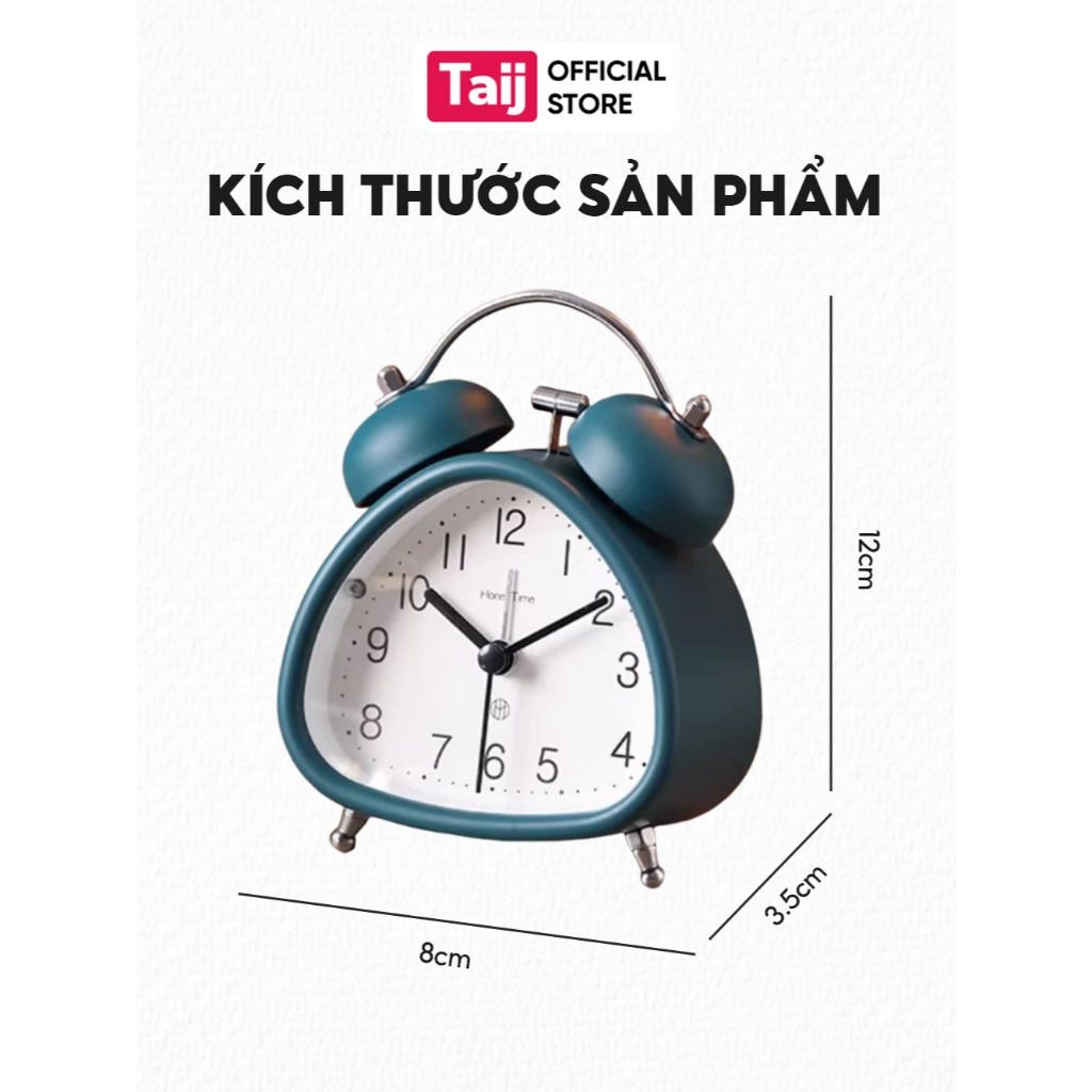 Đồng Hồ Báo Thức, Đồng Hồ Báo Thức Hình Tam Giác Cute Có Hai Chuông Báo Lớn, Kích Thước 3 Inh
