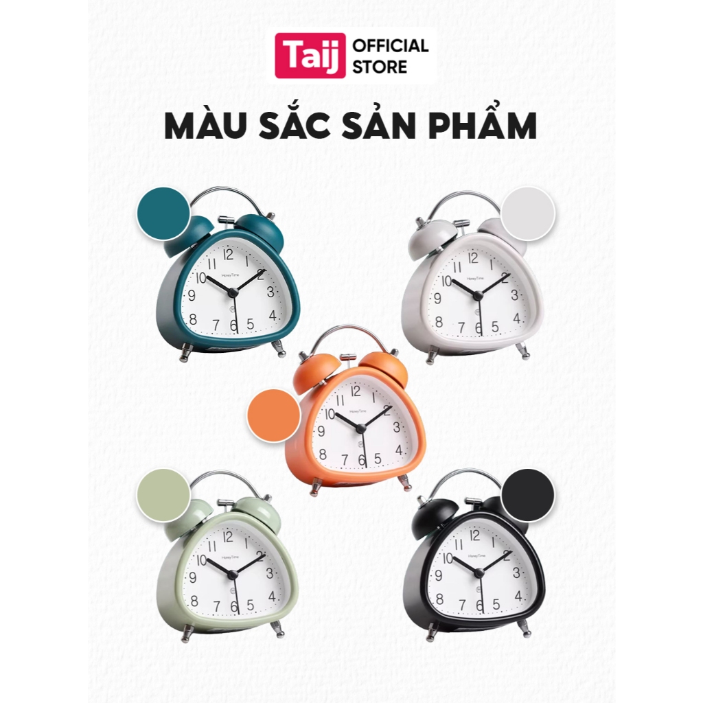 Đồng Hồ Báo Thức, Đồng Hồ Báo Thức Hình Tam Giác Cute Có Hai Chuông Báo Lớn, Kích Thước 3 Inh