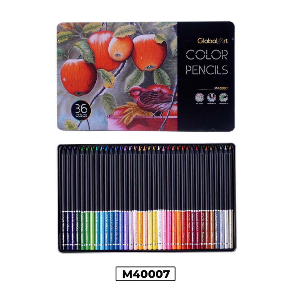 [ CHÍNH HÃNG ]Bút Chì Màu Gốc Dầu 36/72 Màu Cao Cấp Global Art,Màu Đậm Tươi Sáng,Không Kỵ Tẩy,Vẽ Tranh Chuyên Nghiệp
