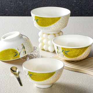 Bát Cơm Phíp ( Melamine A5 ) Hoa Văn Hình Lá Tre Dùng Cho Nhà Hàng Khách Sạn B1043