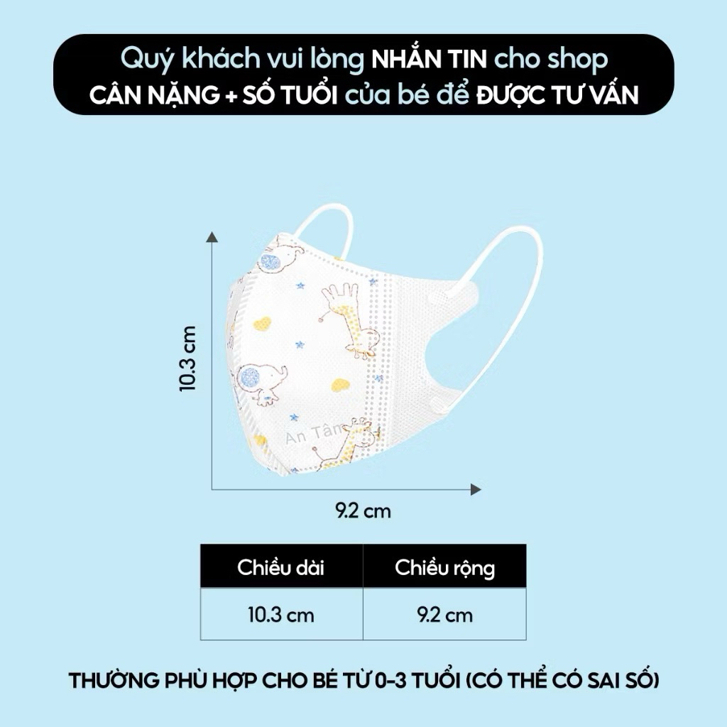 5D MASK KID - Set 200 cái - Khẩu trang y tế kháng khuẩn trẻ em chính hãng An Tâm, bảo vệ tối ưu, họa tiết dễ thương