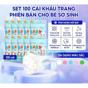 Thùng 100 cái - Khẩu trang Bé Sơ sinh An Tâm cho trẻ từ 0 - 3 tuổi
