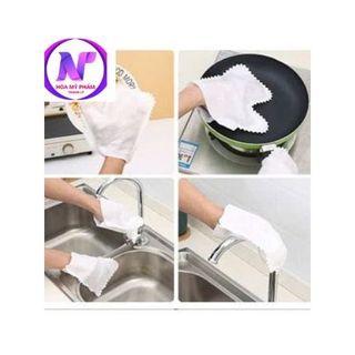 Găng tay vải lau chùi dùng 1 lần combo 10 cái