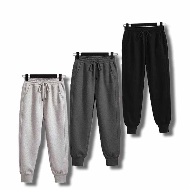 QUẦN Nỉ Bông Ngoại Basic Unisex LOẠI jogger bo ống nam nữ MÀU ĐEN XÁM TRƠN SSL