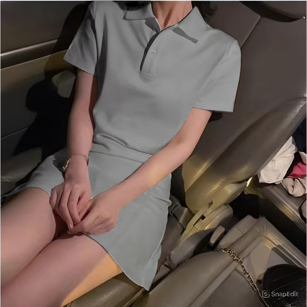 Đầm polo dáng suông đen polo dáng ngắn trên gối trẻ trung năng động Váy phông có cổ body liền thân basic đơn giản T1268G