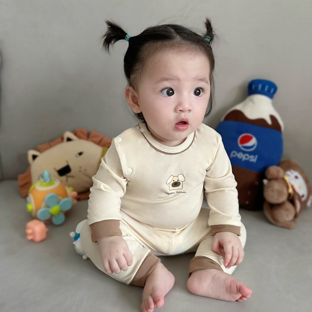 Bộ Sơ Sinh Cài Sườn Modal Cao Cấp Phối Bo Giữ Ấm Cho Bé 0-6 Tháng | QA225