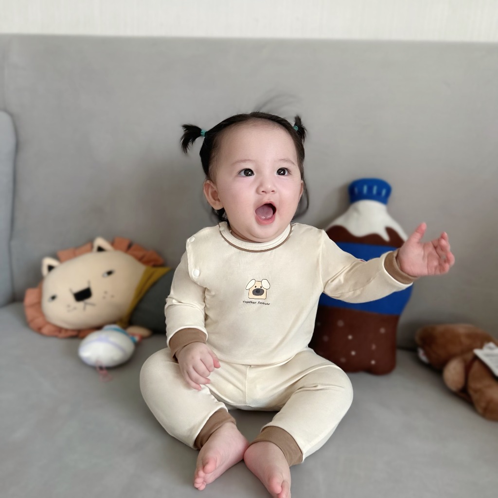 Bộ Sơ Sinh Cài Sườn Modal Cao Cấp Phối Bo Giữ Ấm Cho Bé 0-6 Tháng | QA225