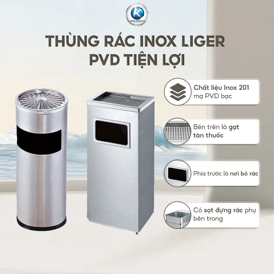 Thùng Đựng Rác Inox Liger Mạ PVD Có Sọt Phụ Tiện Lợi, Nhiều Kích Thước ...