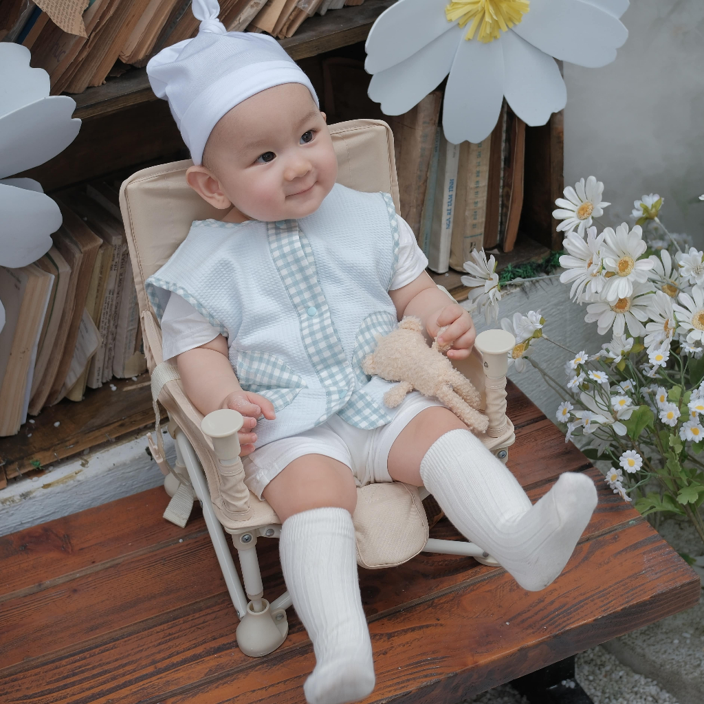 Áo Khoác Gile Phối Túi Nỉ Xốp Hàn Cho Bé 3M-24M – Dành Riêng Trai Gái Phối Hoa & Kẻ | QA228