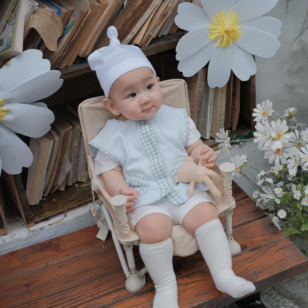 Áo Khoác Gile Phối Túi Nỉ Xốp Hàn Cho Bé 3M-24M – Dành Riêng Trai Gái Phối Hoa & Kẻ | QA228