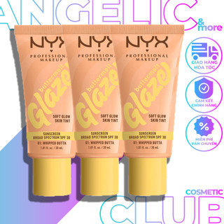 Kem Nền NYX, Kem Nền Dưỡng Ẩm NYX Buttermelt Glaze Soft Glow Skin Tint SPF 30, Che Phủ Nhẹ, Căng Bóng Tự Nhiên Lâu Trôi.