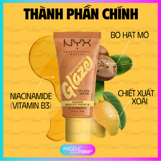 Kem Nền NYX, Kem Nền Dưỡng Ẩm NYX Buttermelt Glaze Soft Glow Skin Tint SPF 30, Che Phủ Nhẹ, Căng Bóng Tự Nhiên Lâu Trôi.