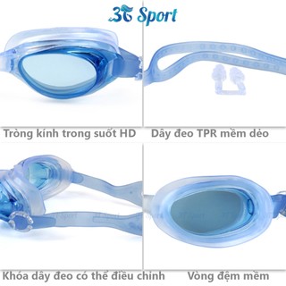 Kính bơi trẻ em chống mờ chống nước nhiều màu sắc lựa chọn tặng kèm 2 nút bịt tai KB-H2005