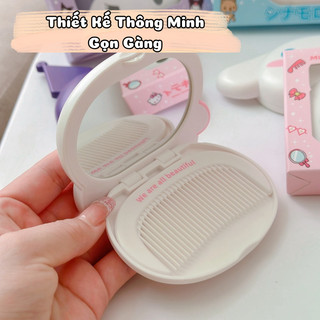 Set Gương Lược Gấp Gọn Hoạt Hình Dễ Thương – Thiết Kế Mini, Có Móc Treo, Tiện Lợi Mang Theo Mọi Lúc Mọi Nơi