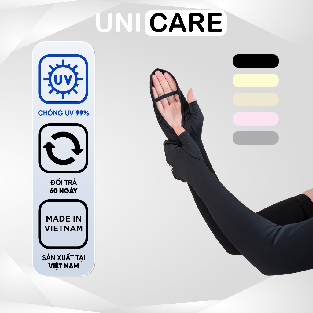 Găng Tay Chống Nắng Unicare UPF50+ – Chống Tia UV, Mát Lạnh, Co Giãn, Thoáng Khí, Unisex