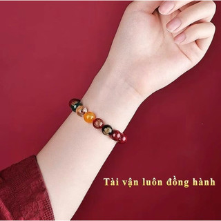 [Tặng Vòng Ngũ Sắc] Vòng Tay Chu Sa Ngũ Lộ Thần Tài Đã Khai Quang Kèm Túi Gấm Đựng