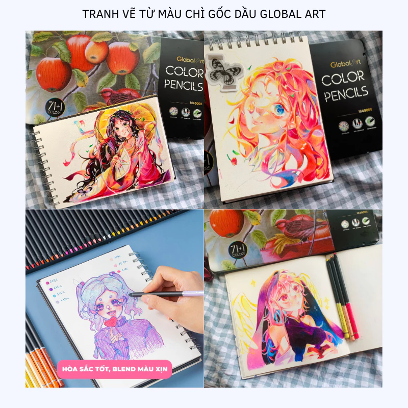 [Tặng Quà] Bút Chì Màu Gốc Dầu 36/71 Màu Global Art Hộp Thiếc Lõi Chì 4mm Màu Sắc Đậm Mịn Dễ Blend M