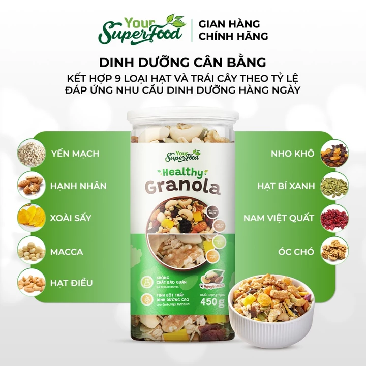Granola Mật Ong Vanilla Dinh Dưỡng Ăn Kiêng Mix Sữa Chua Trái Cây Dùng Ăn Sáng Healthy Your Superfood – 4