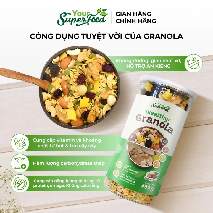 Granola Mật Ong Vanilla Dinh Dưỡng Ăn Kiêng Mix Sữa Chua Trái Cây Dùng Ăn Sáng Healthy Your Superfood – 3