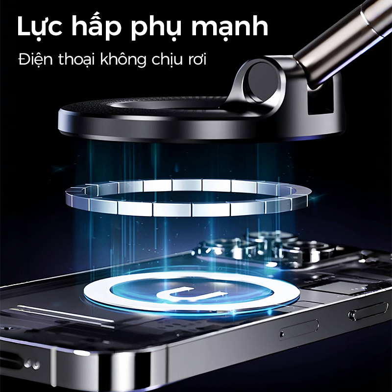 Giá đỡ điện thoại từ tính, cốc từ tính xoay 360°, thích hợp cho bảng điều khiển, cửa sổ ô tô, máy tính để bàn và phòng