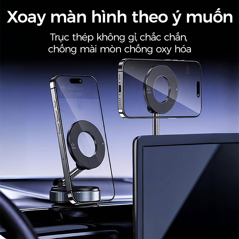 Giá đỡ điện thoại từ tính, cốc từ tính xoay 360°, thích hợp cho bảng điều khiển, cửa sổ ô tô, máy tính để bàn và phòng
