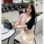 Đầm nữ dễ thương Váy suông thun cotton dài form rộng không cổ raglan be phối hồng đen họa tiết chibi bé gái WOODY T1285G