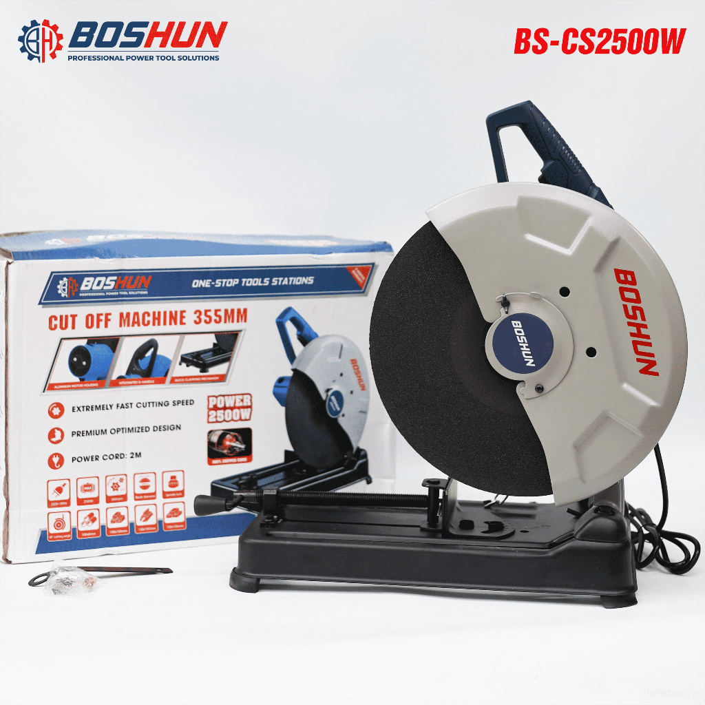 Máy Cắt Sắt Bàn BOSHUN BS-CS2500W – Đường Kính 355mm, Động Cơ Dây Đồng Dùng Cắt Kim Loại, Gạch Đá